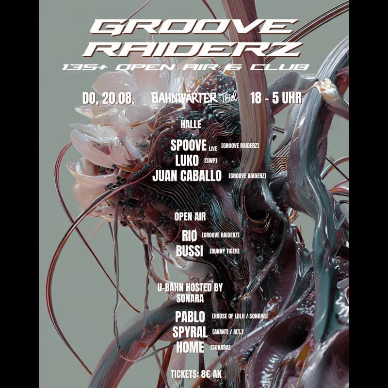 Flyer: 135+ mit Grooveraiderz & Sonara – Open Air & Club Flyer: 135+ mit Grooveraiderz & Sonara – Open Air & Club