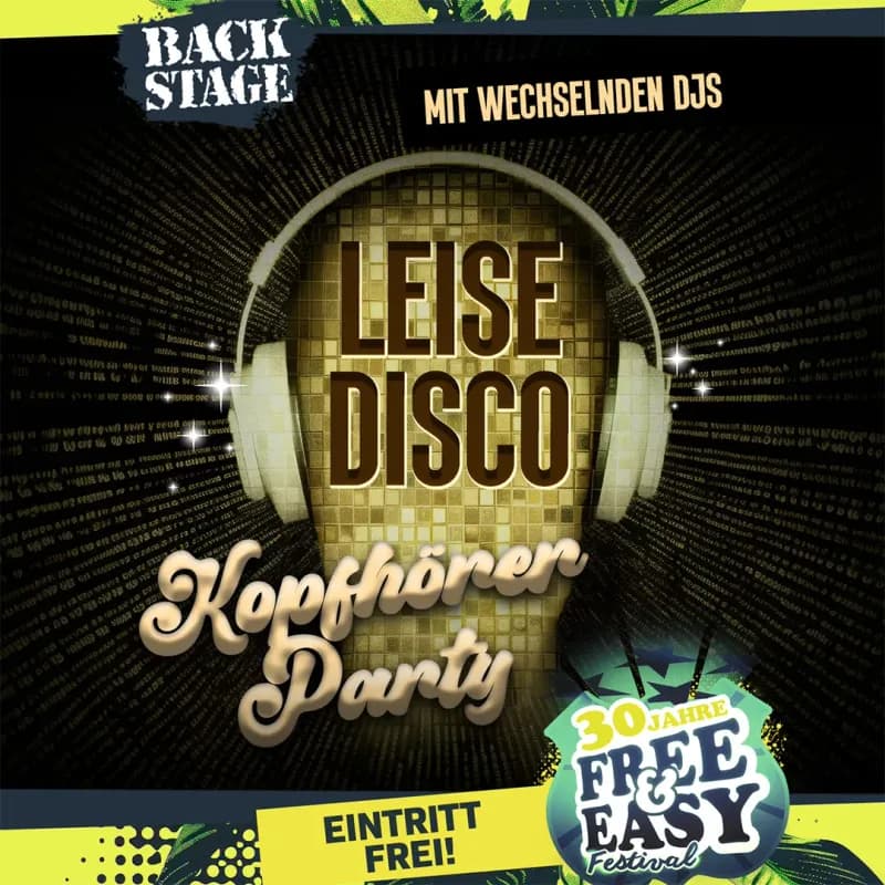 Flyer: LEISE DISCO - Die Kopfhörer Party mit DJ DRAGSTAR & DJ WELL | free & easy 2026 party Flyer: LEISE DISCO - Die Kopfhörer Party mit DJ DRAGSTAR & DJ WELL | free & easy 2026 party