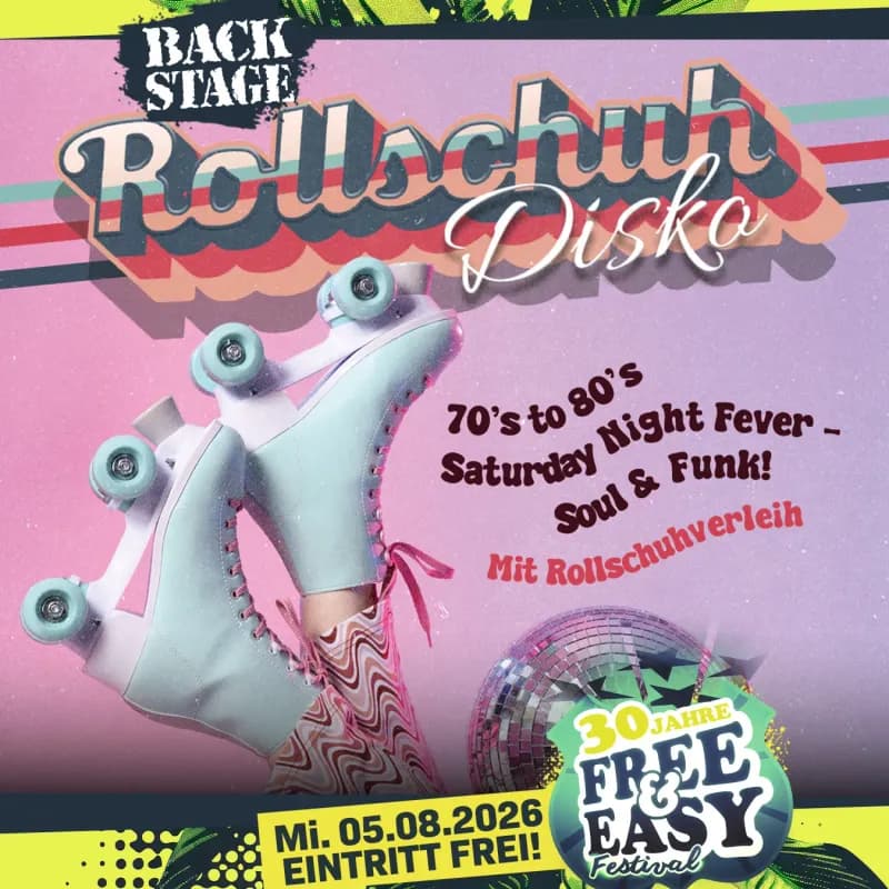 Flyer: ROLLSCHUHDISKO mit DJ MIC AL | free & easy 2026 party & sports Flyer: ROLLSCHUHDISKO mit DJ MIC AL | free & easy 2026 party & sports