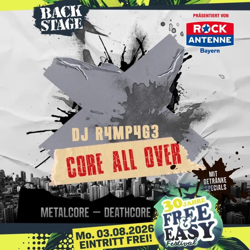 Flyer: CORE ALL OVER mit DJ R4MP4G3 | free & easy 2026 party Flyer: CORE ALL OVER mit DJ R4MP4G3 | free & easy 2026 party